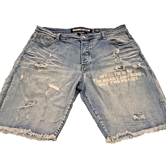 Billionaire Boys Club Mens Distressed Denim Button Fly Jean Shorts Size 38
